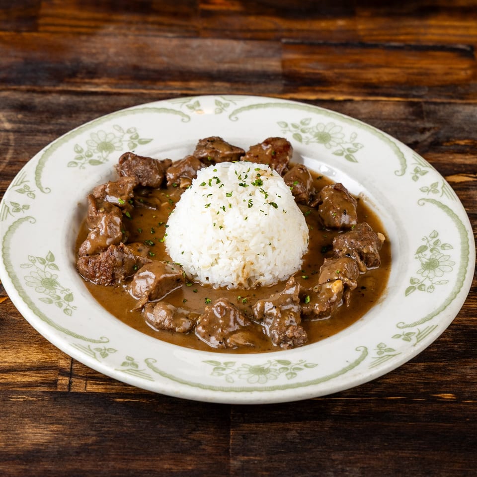 Grace's beef tips with rice