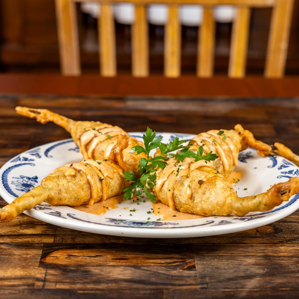 Boudin stuffed squash blossoms
