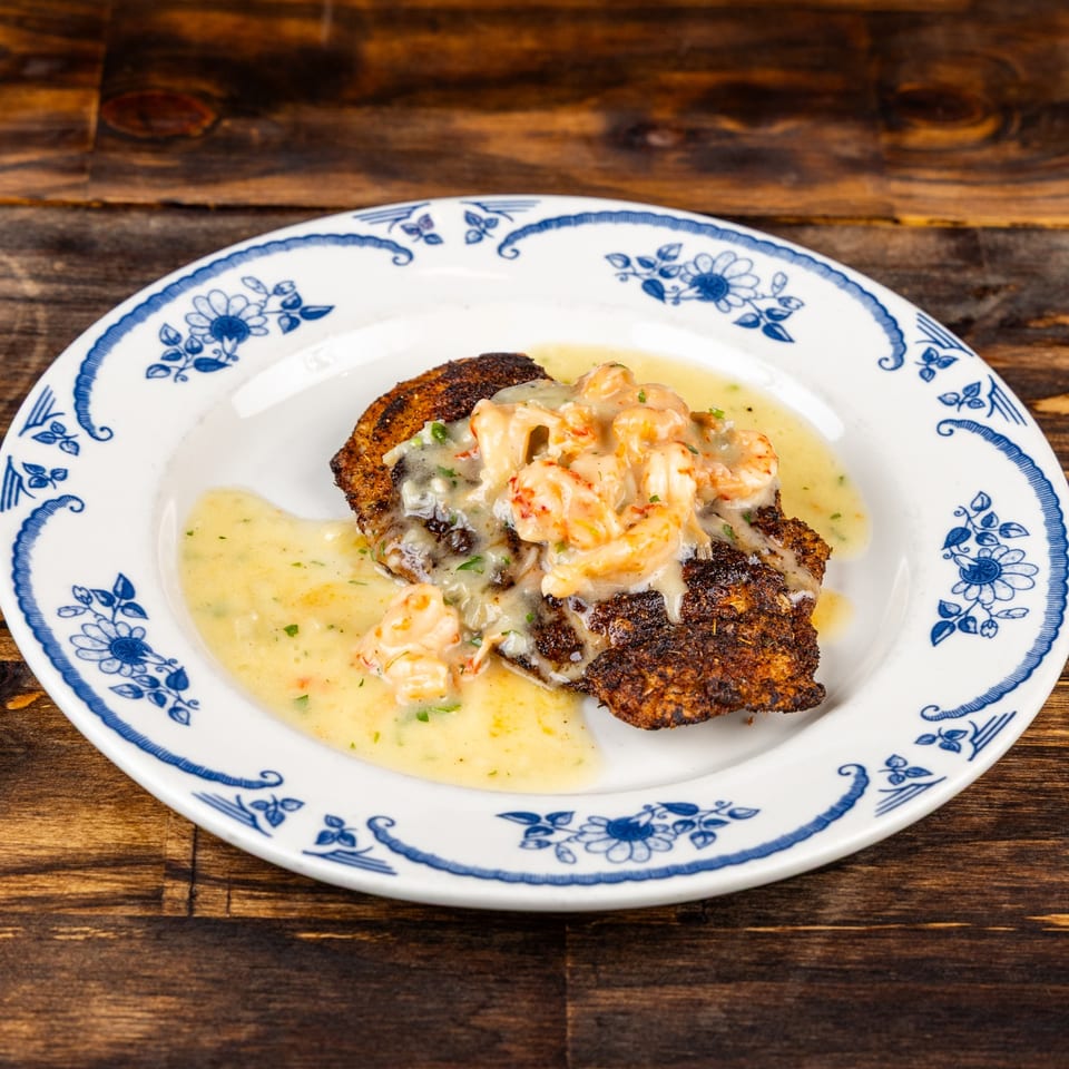 Blackened snapper with crawfish beurre blanc