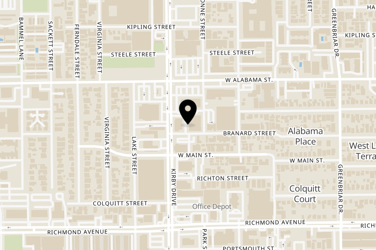 Map showing the location of Grace's on 3111 Kirby Dr in Houston